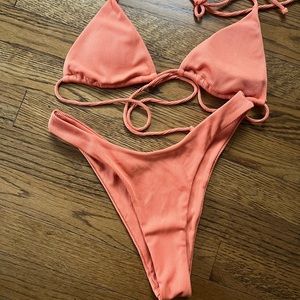 Orange Brazilian cut high leg bikini